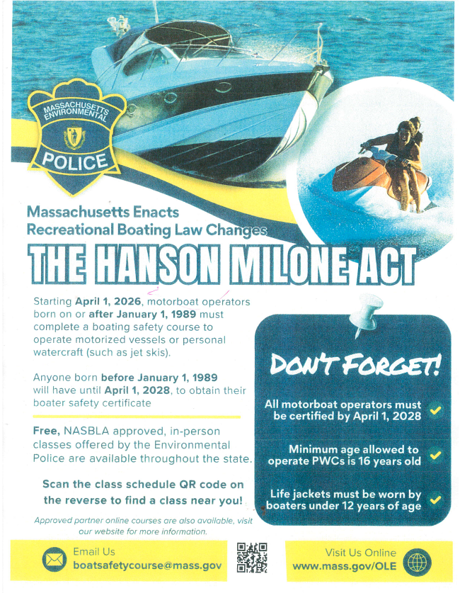 The Hanson Milone Act: Massachusetts Enacts Recreational Boating Law Changes