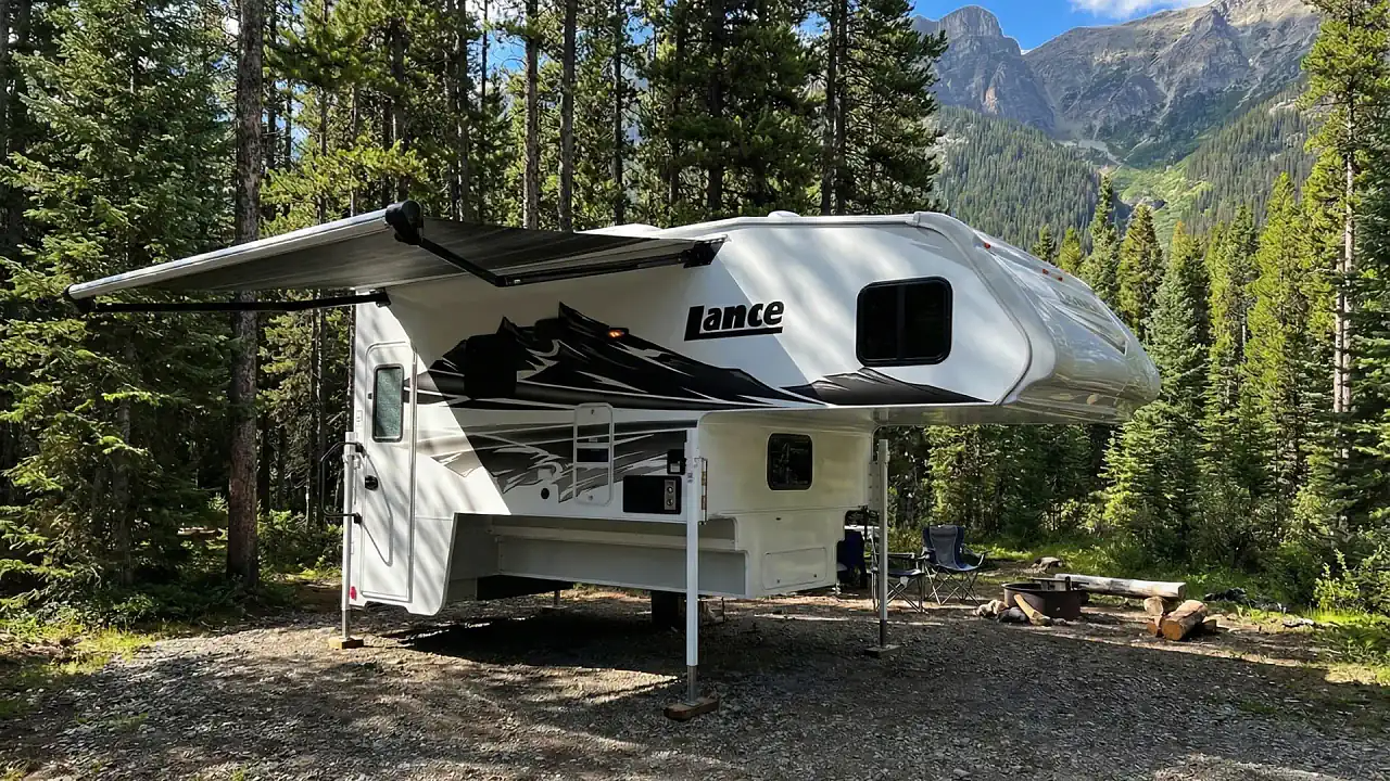 Lance travel trailer parked outdoors