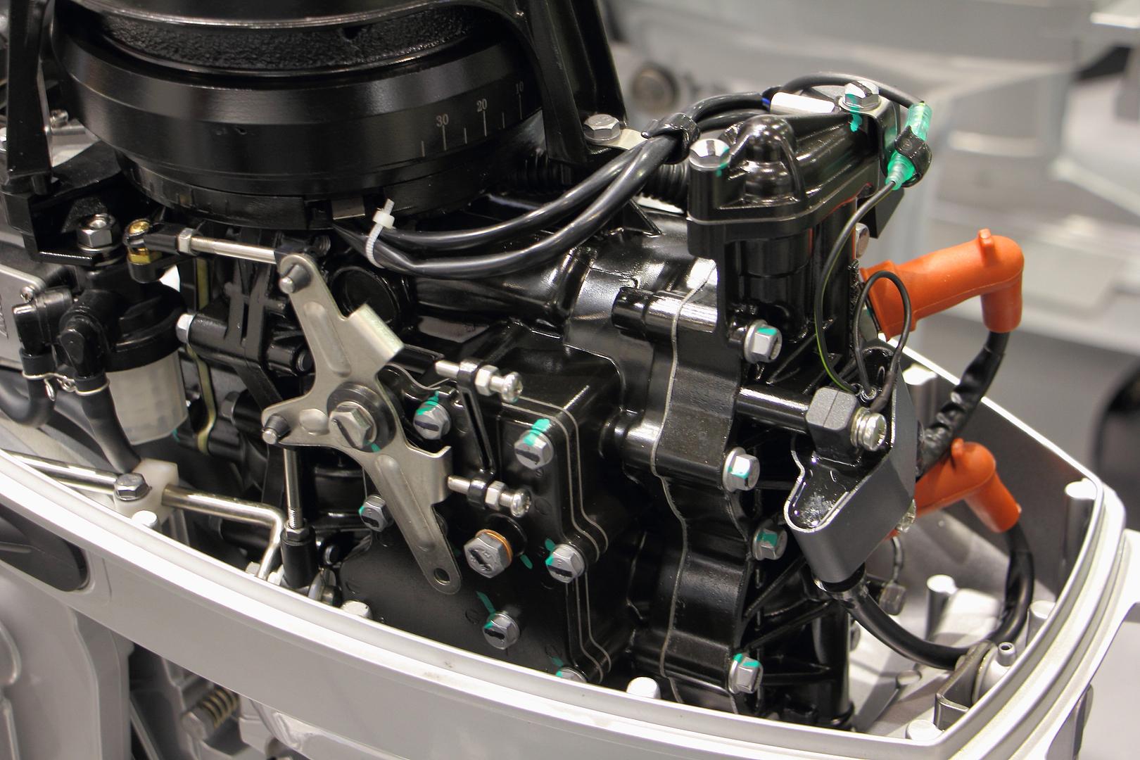 Technician running gas engine diagnostics at Mattas Marine and RV