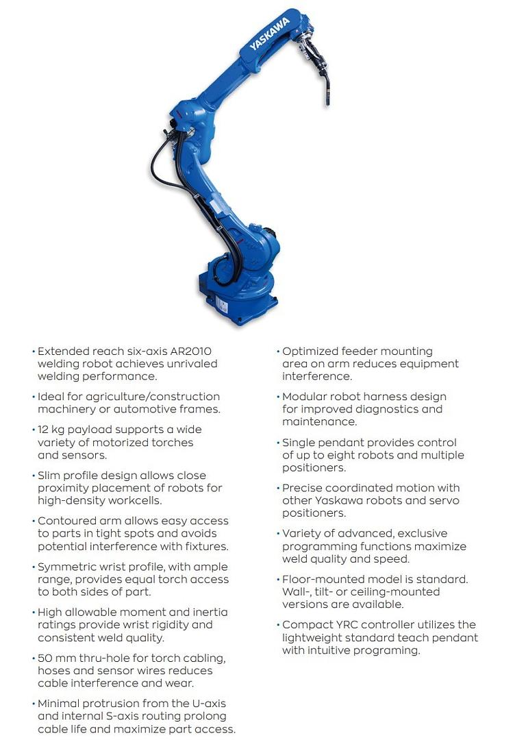 YASKAWA MOTOMAN AR2010 6 AXIS INDUSTRIAL ARC WELDING ROBOT