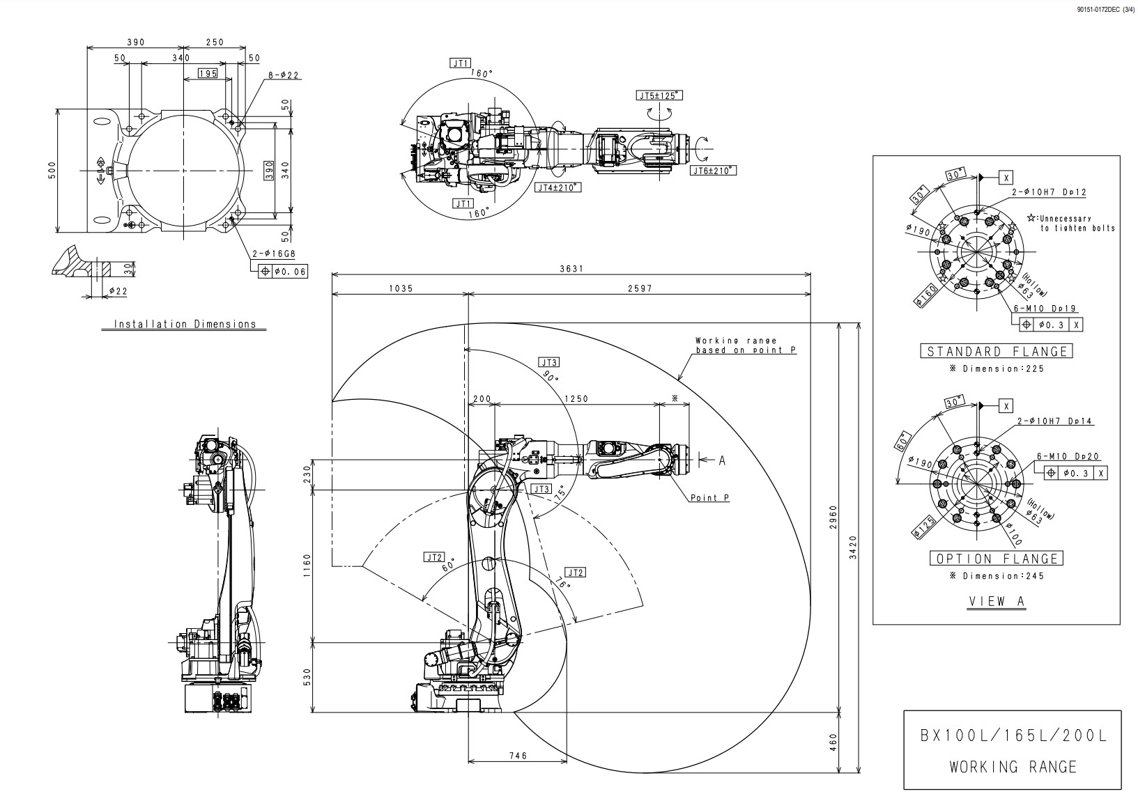KAWASAKI BX200L 6 AXIS GENERAL PURPOSE ROBOT PAYLOAD 200 KG X 2597 MM REACH