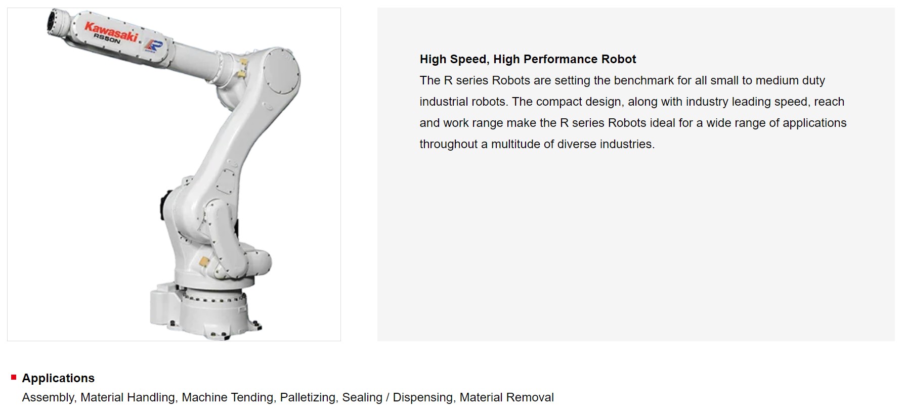 KAWASAKI RS050N 6 AXIS GENERAL PURPOSE ROBOT PAYLOAD 50 KG X 2100 MM REACH 
