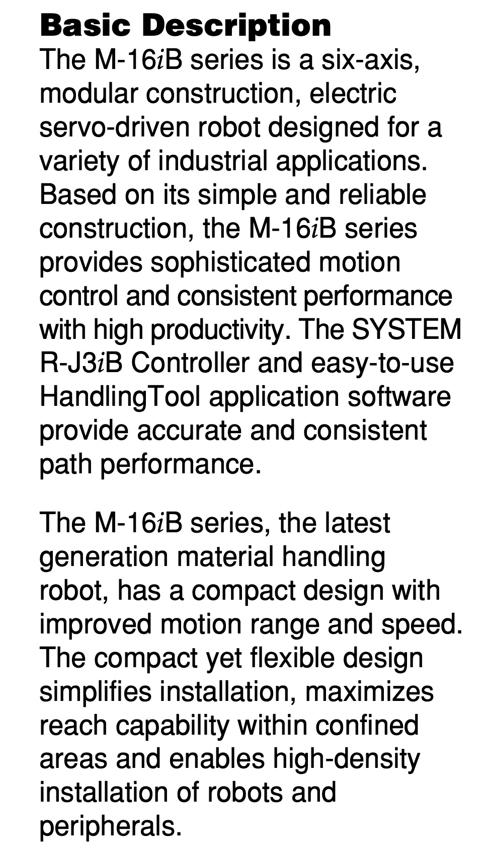 Fanuc M-16iB/10L Data Sheet