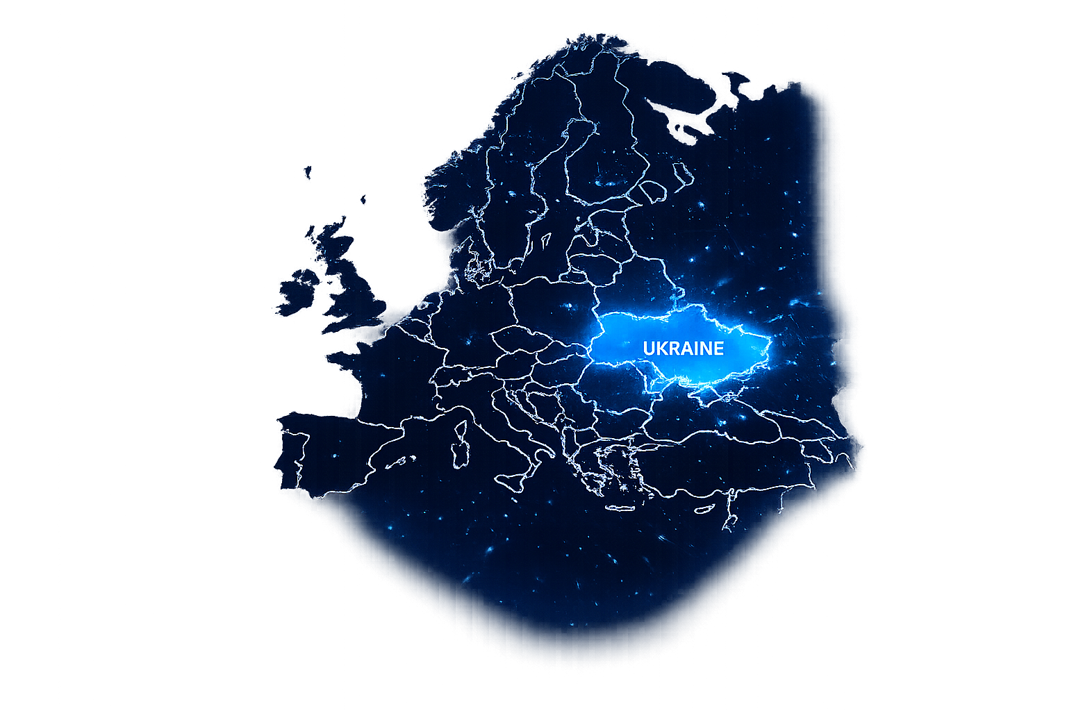 Map of Europe with Ukraine highlighted