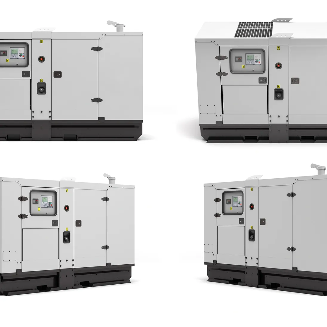 Prime power generator units shown from multiple angles