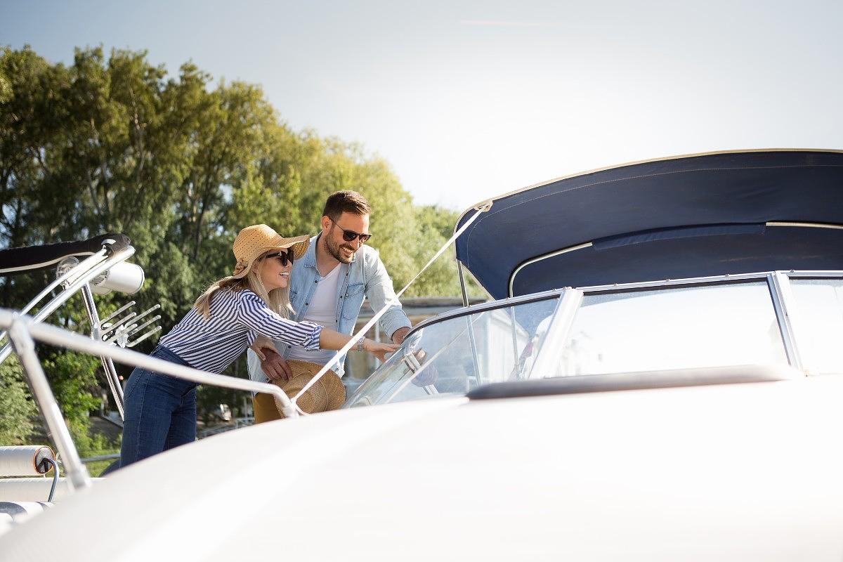 Couple enjoying their new boat